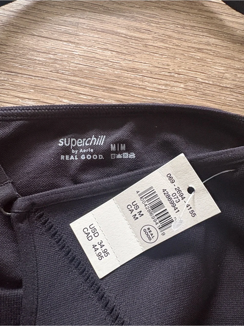 NWT aerie black cropped tank top with seam detailing